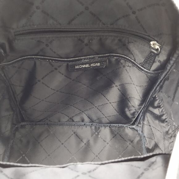 Michael Kors Black Coated Canvas Leather Trim MK Printed Zipper Backpack main image 10